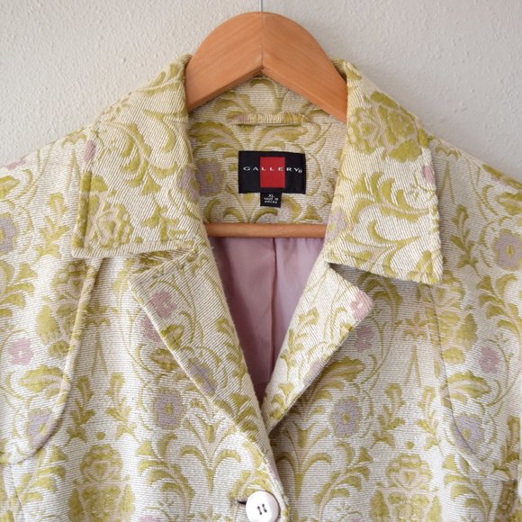 Gold and Pink Floral Tapestry Coat Vintage Size XL - Picture 4 of 10